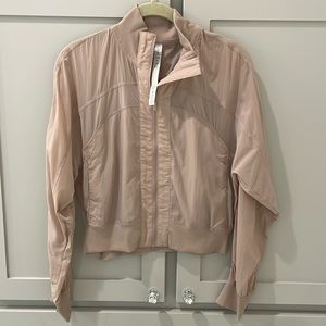 Lululemon, bomber style, lightweight jacket, blush pink color